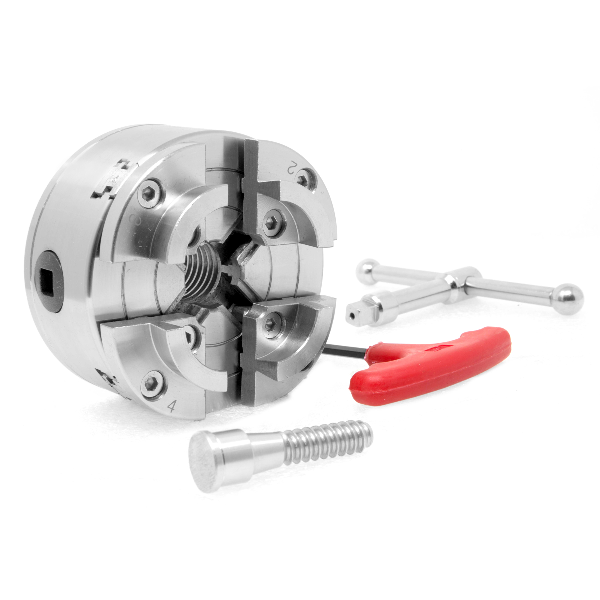 WEN 4-Jaw Self-Centering Lathe Chuck Set - 3.75in., Keyed Scroll, Model# LA4374